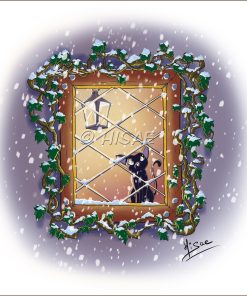 Le chat à la fenêtre – AFFICHE 20×20 cm