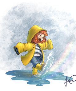 Dans les flaques – AFFICHE 20×20 cm